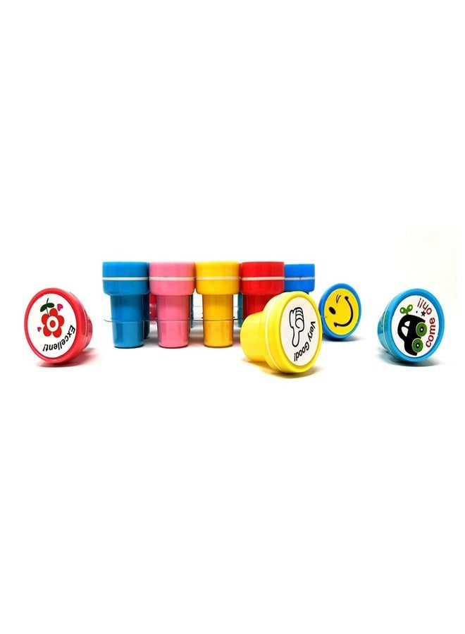 RKZ® 10 Pack Motivation Stamper for Kids - Plastic Stamper Toys Art & Craft for School Supplies Toys for Kids/Boys/Girls (Emoji Stamp) - Image 2